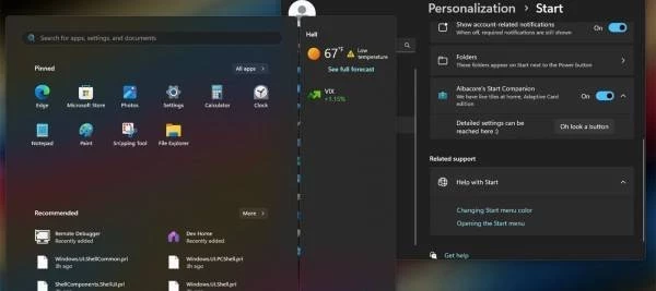 Microsoft тестирует новое меню Пуск Windows 11 с плавающими виджетами – Портал статей
