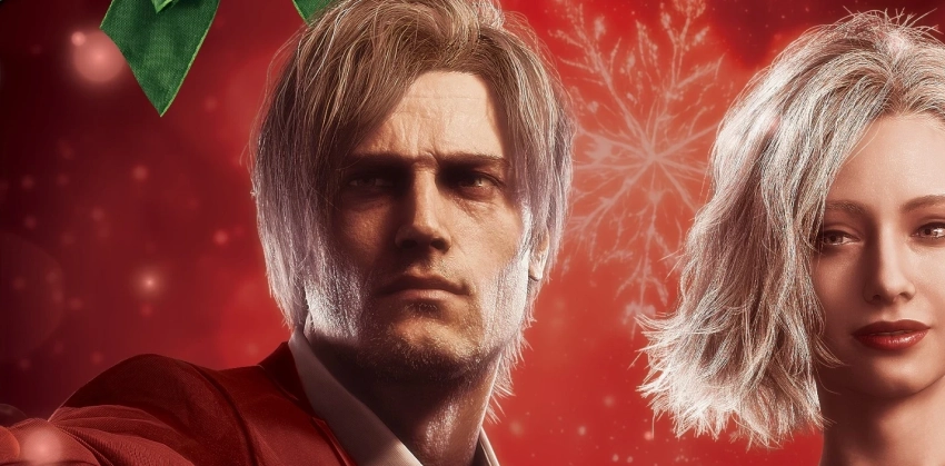 Фанаты Resident Evil обсуждают разные глаза Леона из Requiem на новогодних открытках